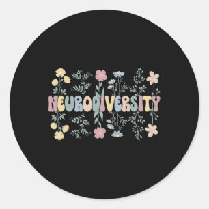 Sticker Rond Neurodiversité Fleurs Autisme Neurodivergent 1