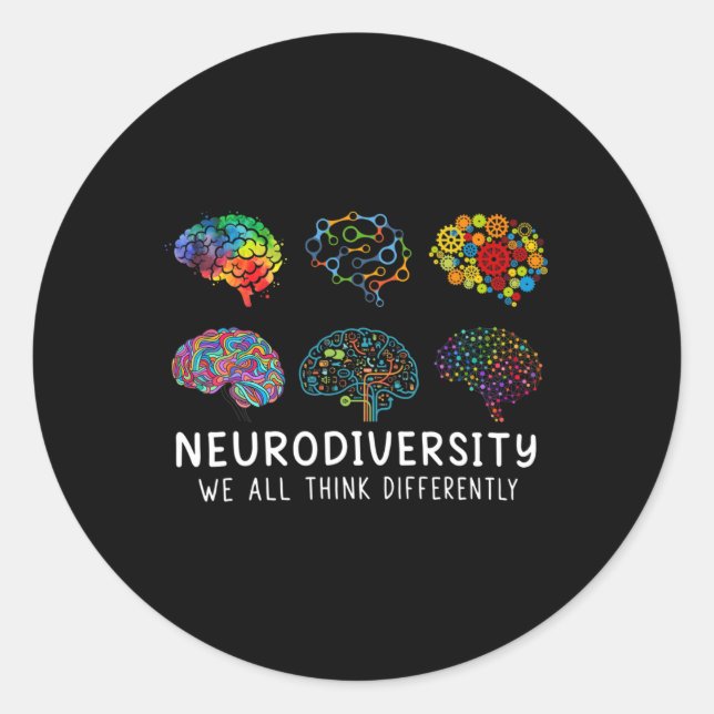 Sticker Rond Neurodiversité Nous Pensons Tous Différemment Cern (Devant)