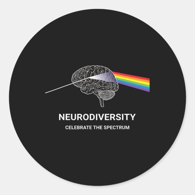 Sticker Rond Neurodiversité Spectre Autisme Asd Adhd Rainbow Br (Devant)