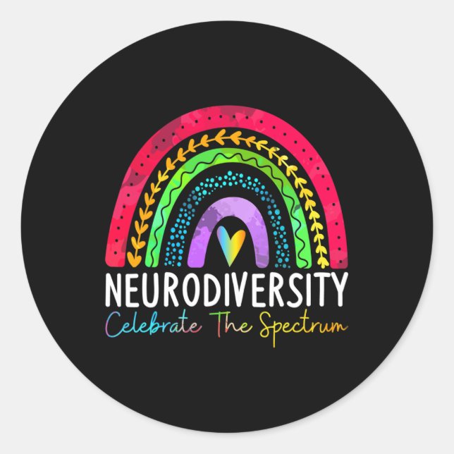 Sticker Rond Neurodiversité Spectre de l'autisme Asd Adhd Rainb (Devant)