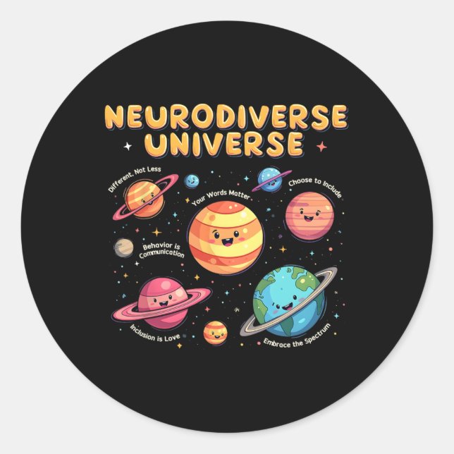 Sticker Rond Neurodiversité Univers Éducation Spéciale Autisme  (Devant)