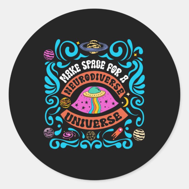 Sticker Rond Neurodiversité Univers Neurodiversité Adhd Autisme (Devant)