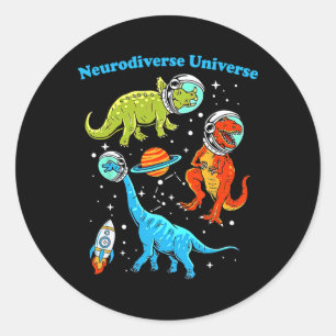 Sticker Rond Neurodiversité Universe Dinosaures Espace Et Cad A