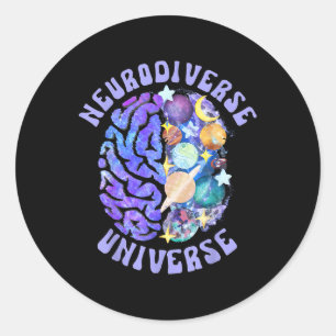 Sticker Rond Neurodiversité Universelle Neurodiversité Cerveau 
