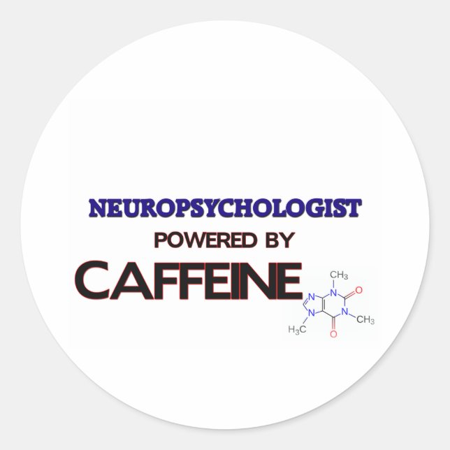 Sticker Rond Neuropsychologue Propulsé par la caféine (Devant)