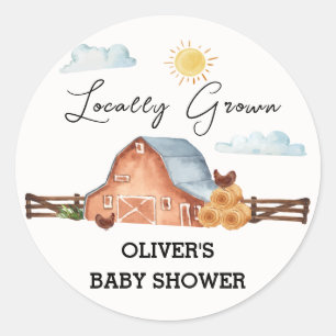 Sticker Rond Neutre Cultivé localement Baby shower de ferme