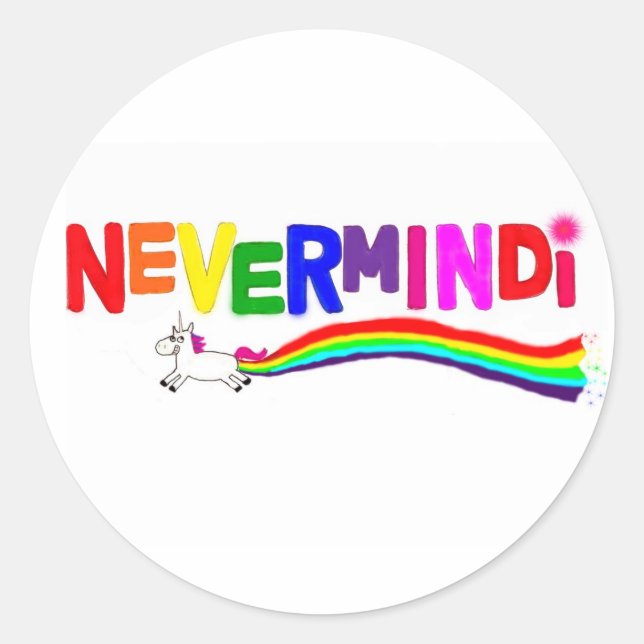 Sticker Rond Nevermindi Rainbow (Devant)