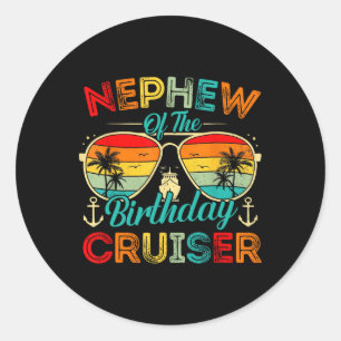 Sticker Rond Neveu de la famille du bateau de croisière d'anniv