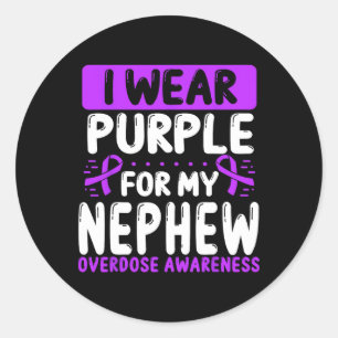 Sticker Rond Neveu Ruban Violet Tante Oncle Surdosage Sensibili