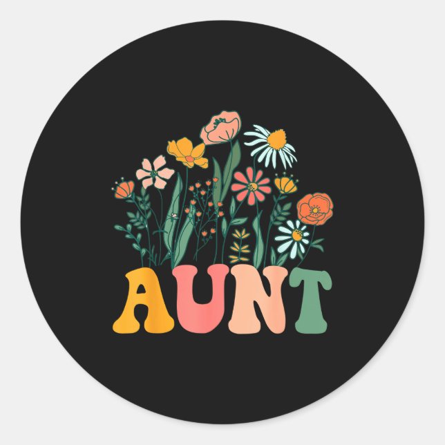 Sticker Rond New Aunt Wildflower First Birthday &amp; Baby Show (Devant)