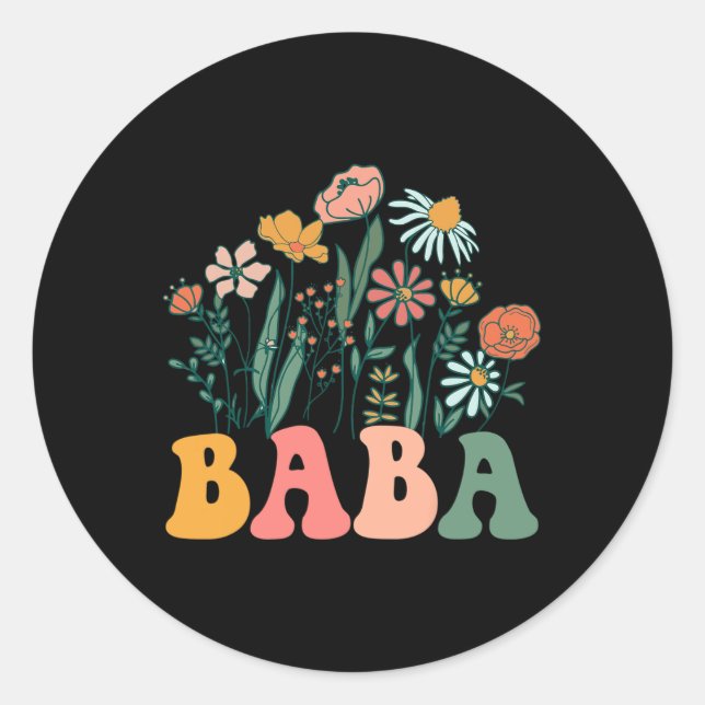 Sticker Rond New Baba Wildflower First Birthday &amp; Baby Show (Devant)