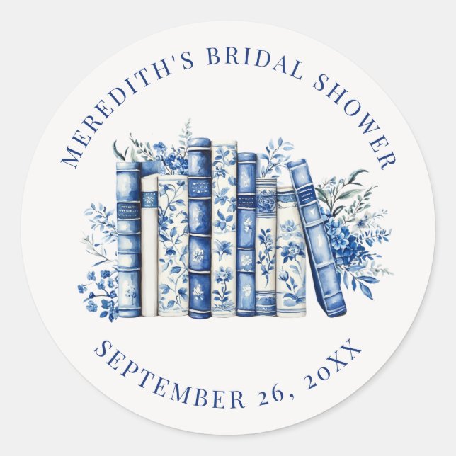Sticker Rond New Chapter Floral Book Bridal Shower (Devant)