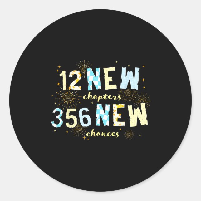Sticker Rond New Chapters 365 New Chances Happy New Year Family (Devant)