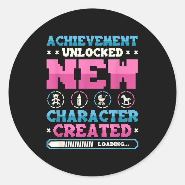 Sticker Rond New Character D Gamer Pregnancy Announcement  (Devant)