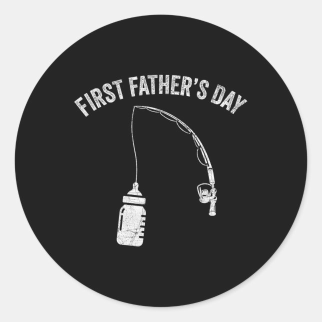 Sticker Rond New Dad Fisherman, First Fathers Day Fishing Dad  (Devant)