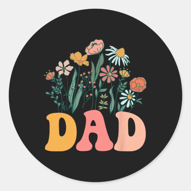 Sticker Rond New Dad Wildflower First Birthday &amp; Baby Showe (Devant)