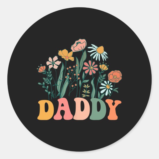Sticker Rond New Daddy Wildflower First Birthday &amp; Baby Sho (Devant)