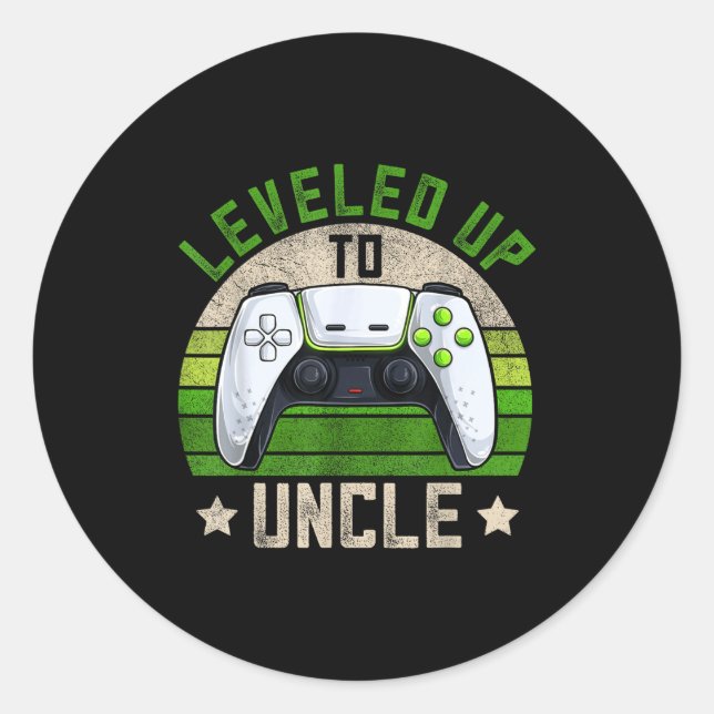 Sticker Rond New Gamer Uncle Apparel, Funny Pregnancy Announcem (Devant)