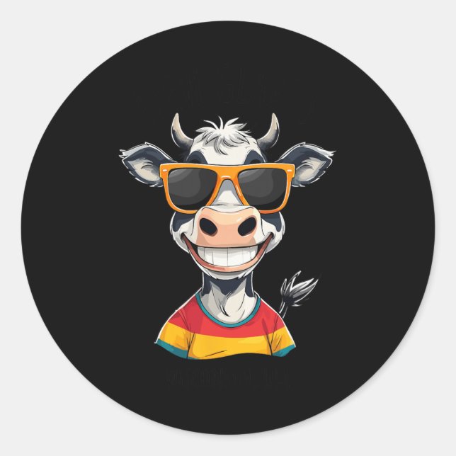 Sticker Rond New Glarus Wi Usa Funny Cow Cartoon Design  (Devant)