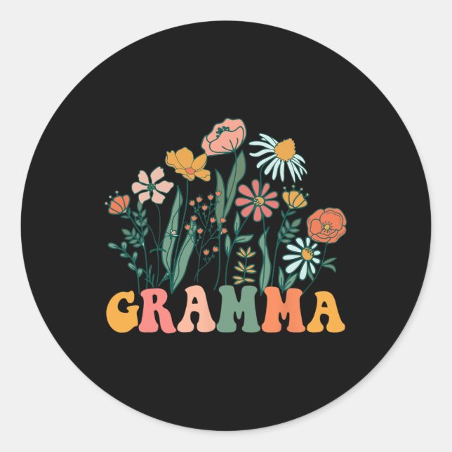 Sticker Rond New Gramma Wildflower First Birthday &amp; Baby Sh (Devant)