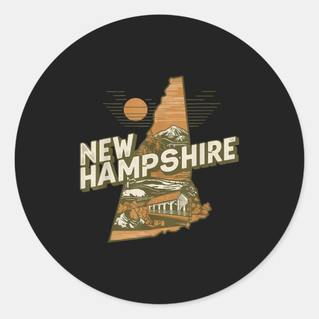 Sticker Rond New Hampshire Souvenirs For Men, Women &amp; Kids  (Devant)