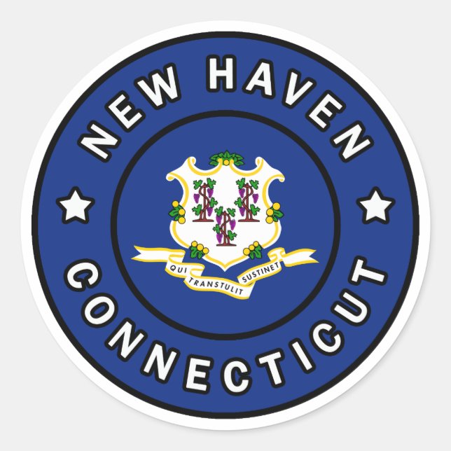 Sticker Rond New Haven Connecticut (Devant)