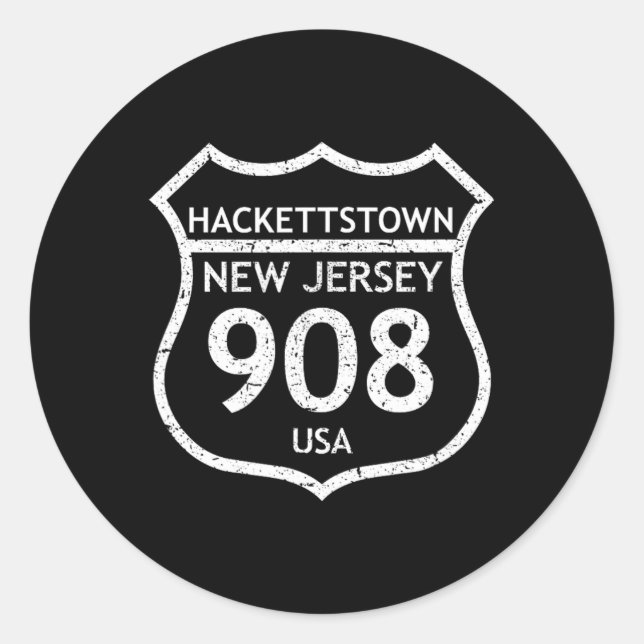 Sticker Rond New Jersey Area Code 908 Hackettstown, Nj Home Sta (Devant)