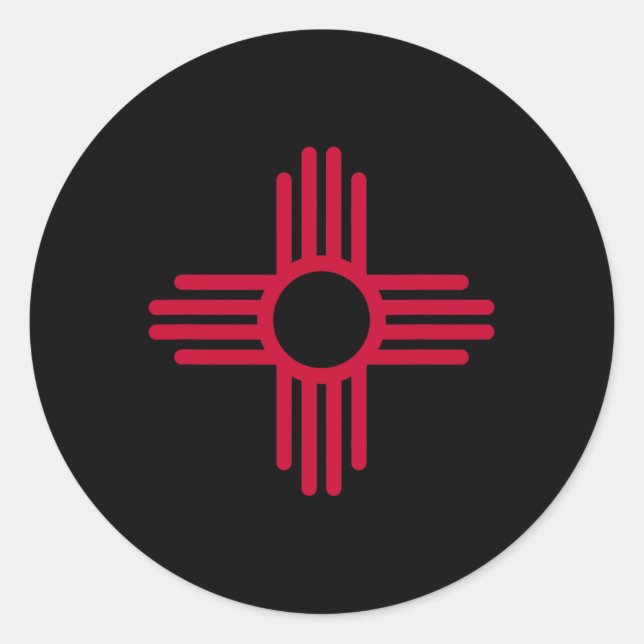 Sticker Rond New Mexico State Flag Zia Symbol Flag  (Devant)
