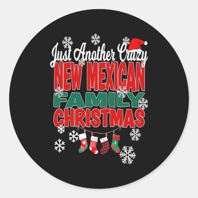 Sticker Rond New Mexico Xmas Another Crazy New Mexican Family C (Devant)