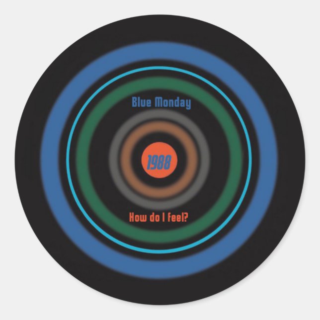 Sticker Rond New Order Blue Lundi britannique 80's (Devant)