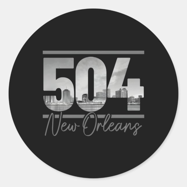Sticker Rond New Orleans 504 Indicatif régional Skyline Louisia (Devant)