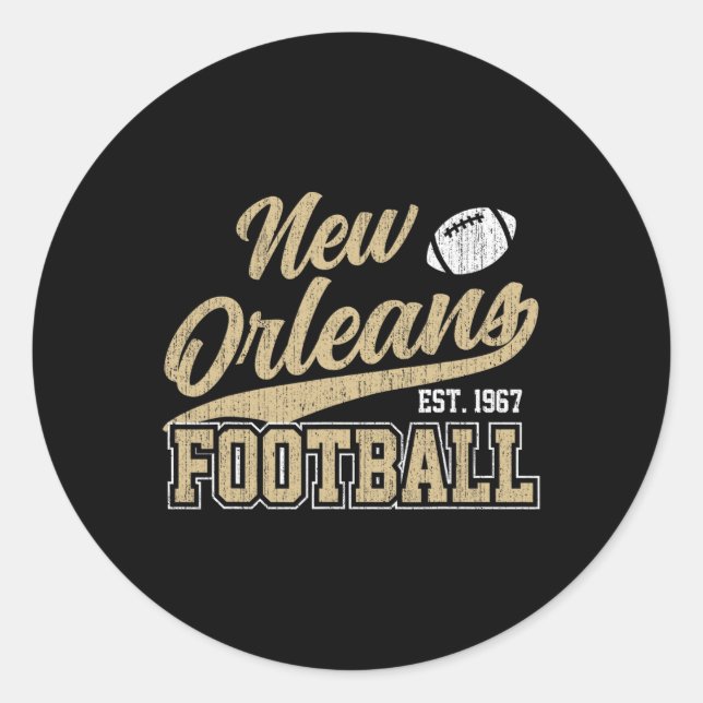 Sticker Rond New Orleans Distressed Football Team Fan Srts  (Devant)