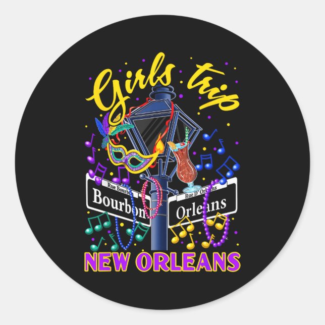 Sticker Rond New Orleans Girls Trip Girlfriends Vacation  (Devant)
