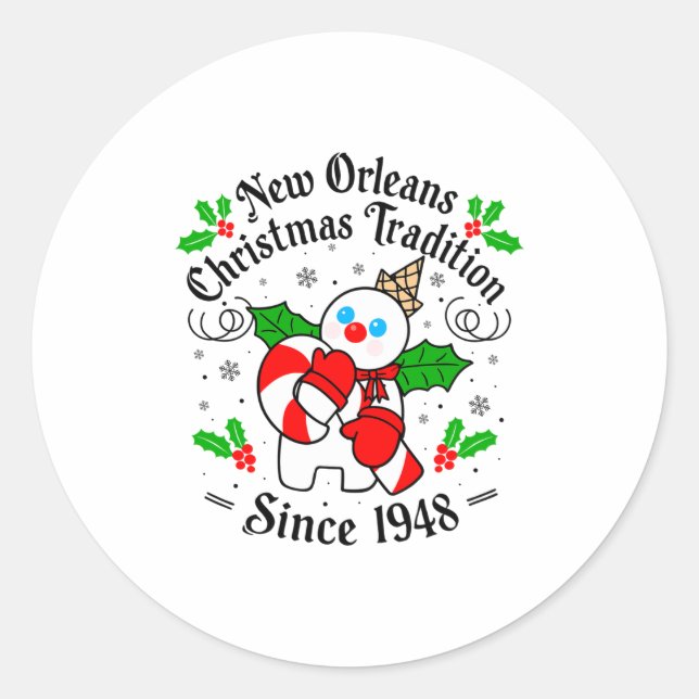 Sticker Rond New Orleans Mr Bingle Christmas Tradition Snowman  (Devant)