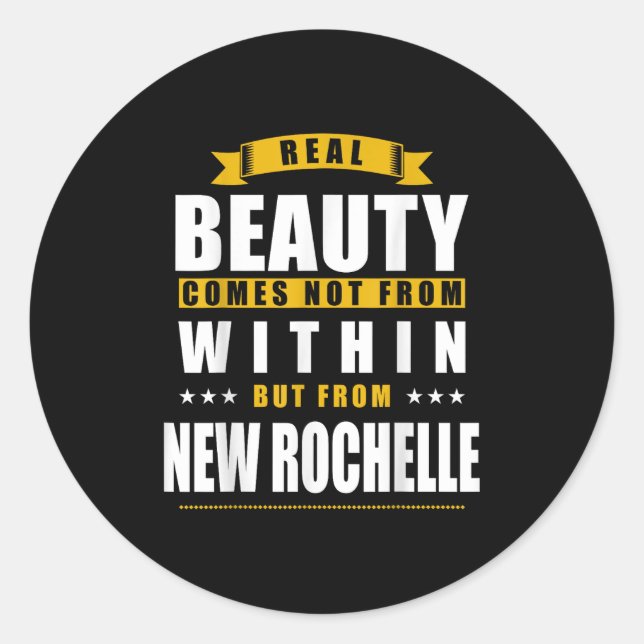 Sticker Rond New Rochelle - Funny D City Gift  (Devant)