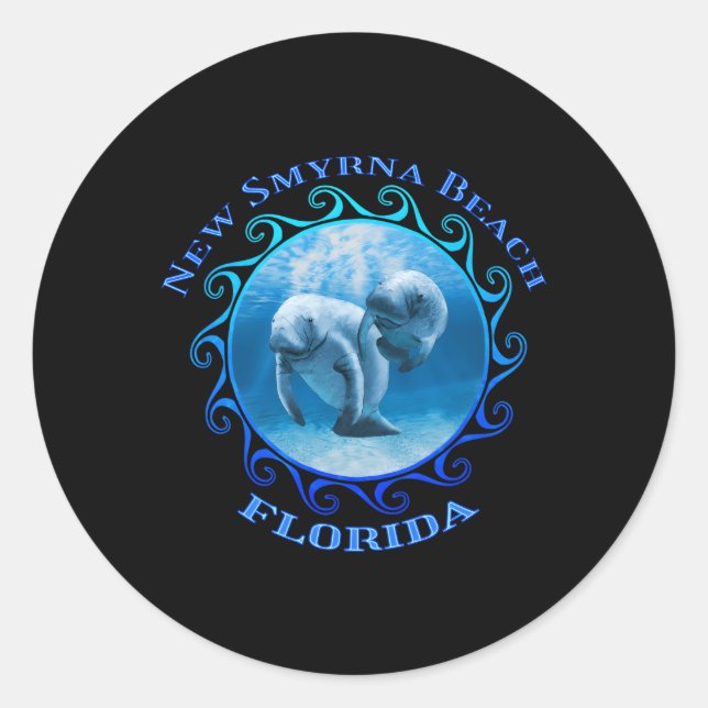 Sticker Rond New Smyrna Beach Floride Vacances Natation A (Devant)