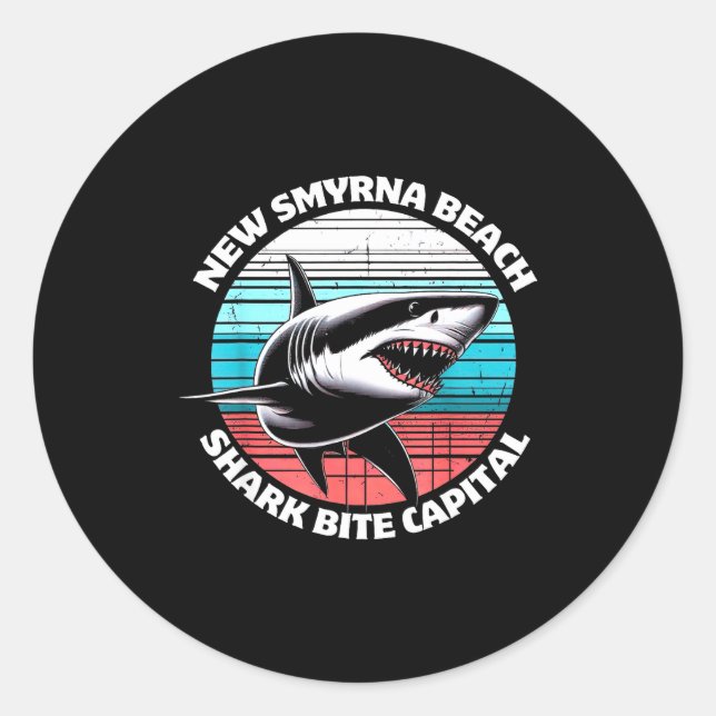Sticker Rond New Smyrna Beach_ Shark Bite Catal Graphic  (Devant)