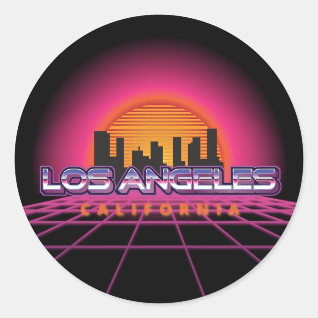 Sticker Rond New Wave Retro Los Angeles (Devant)