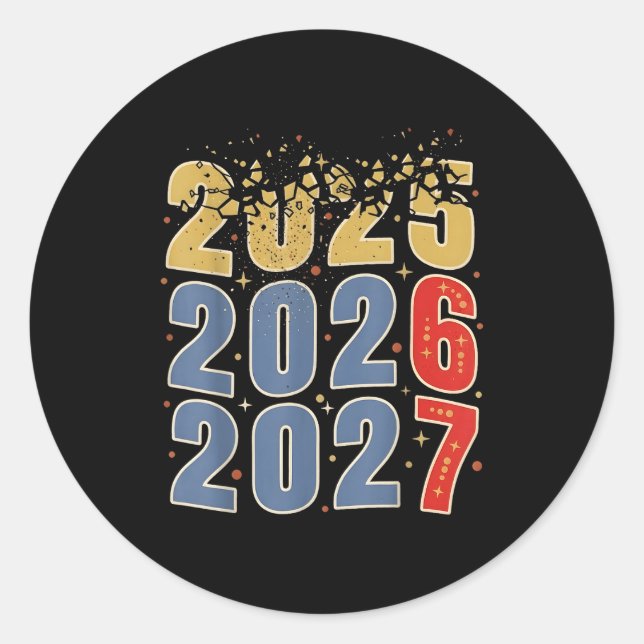 Sticker Rond New Year 2026 67 Meme Six Seven Gen Alpha Slang 20 (Devant)