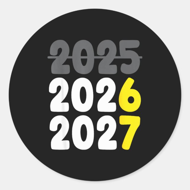 Sticker Rond New Year 2026 Funny Six Seven 67 Meme Gen Alpha Sl (Devant)