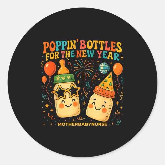 Sticker Rond New Year Celebration Pn Bottles Mother Baby Nicu N (Devant)