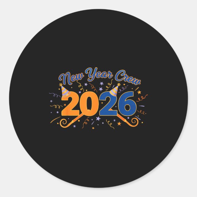 Sticker Rond New Year Crew 2026 Fireworks Celebration  (Devant)