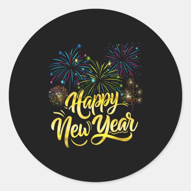 Sticker Rond New Year Eve Party Supplies Nye 2026 Happy New Yea (Devant)
