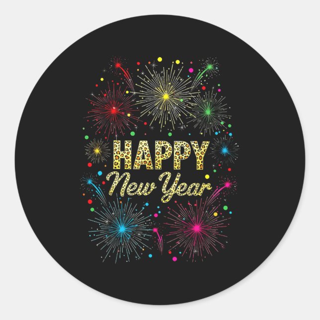Sticker Rond New Year Eve Party Supplies Nye 2026 Happy New Yea (Devant)