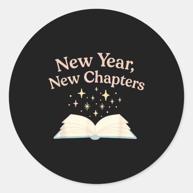 Sticker Rond New Year New Chapters Cozy Reading For Book Lovers (Devant)