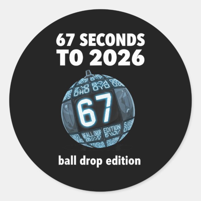 Sticker Rond New Year's Day Ball Drop Countdown Funny Brainrot  (Devant)