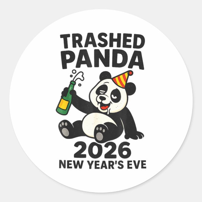 Sticker Rond New Years Eve 2026 Trashed Panda Premium  (Devant)