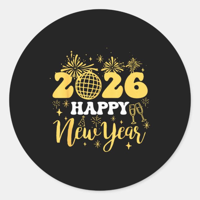 Sticker Rond New Years Eve Party Supplies 2026 Happy New Year 2 (Devant)