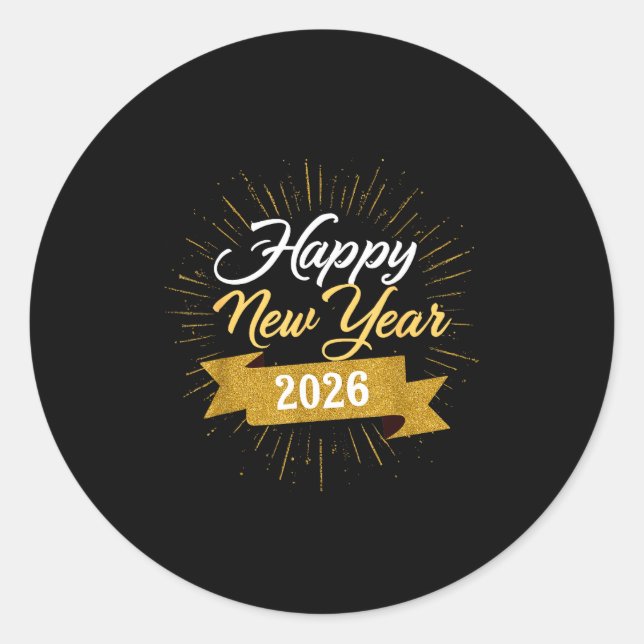 Sticker Rond New Years Eve Party Supplies 2026 Happy New Year F (Devant)