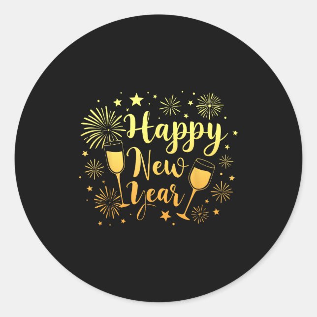 Sticker Rond New Years Eve Party Supplies 2026 Happy New Year F (Devant)